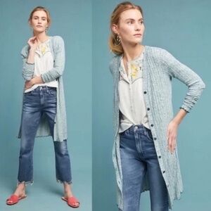 Anthropologie Light Blue Long Cardigan Sweater